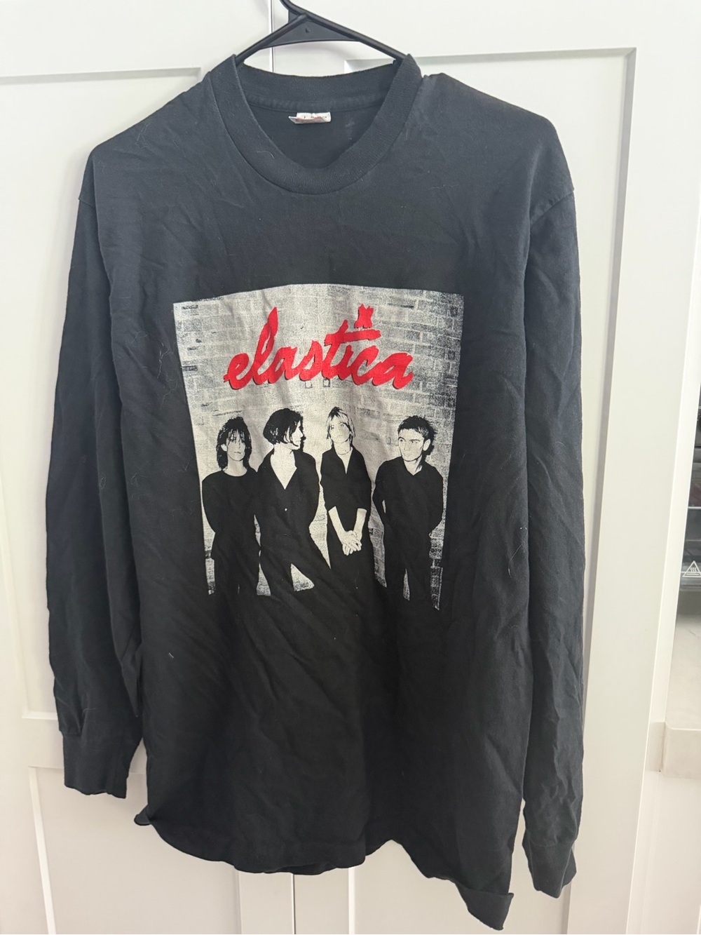 Elastica Vintage Black Long Sleeve Band Tee Size Large